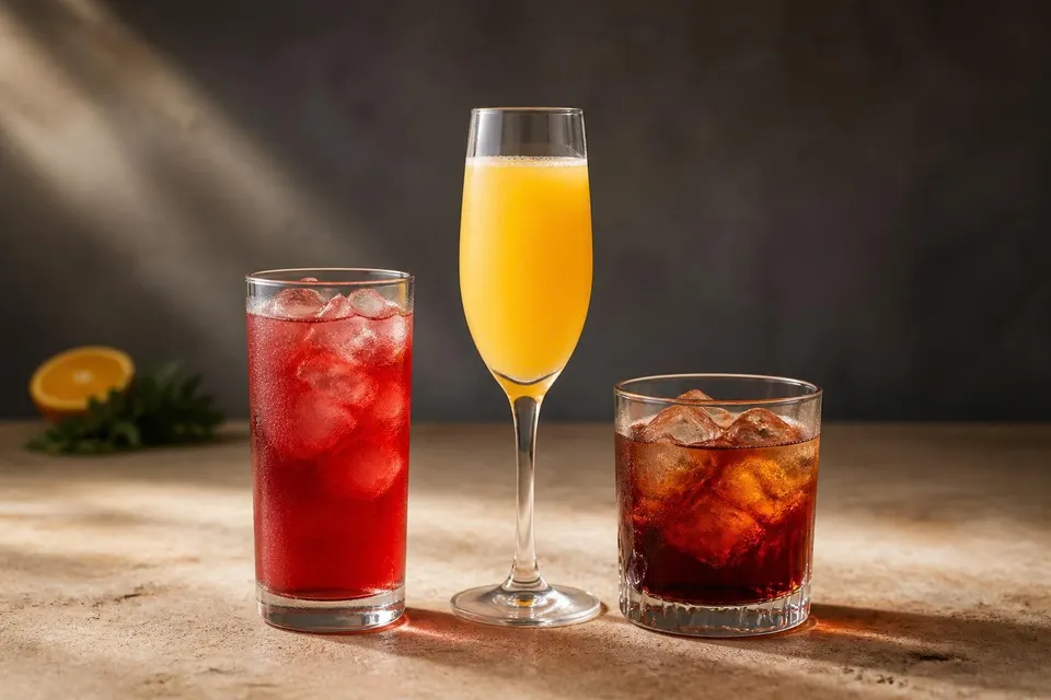 3-Ingredient Drinks arranged on a bar top (AI-generated image)