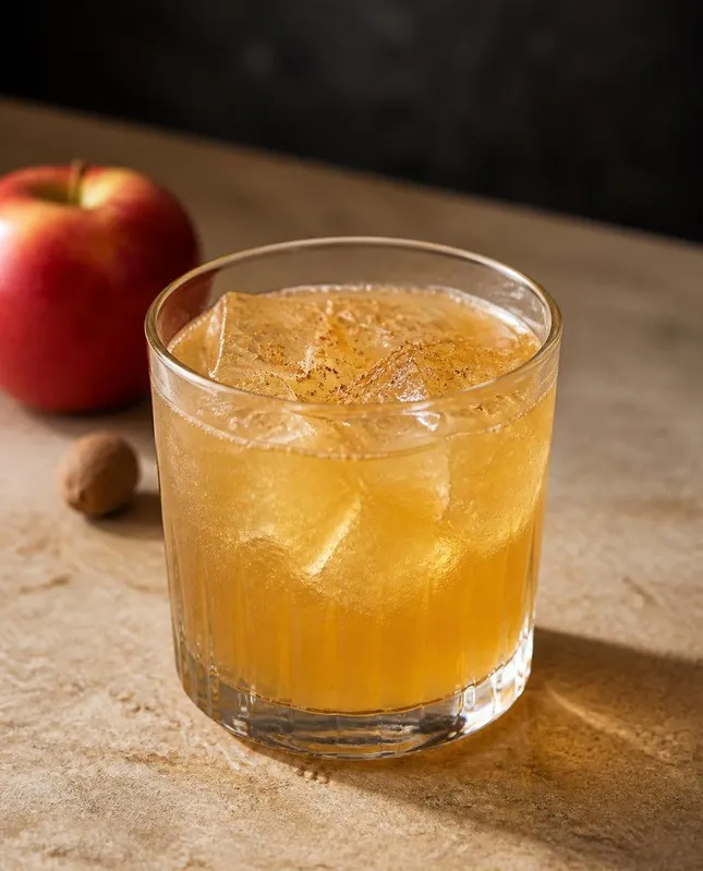 Maple Applejack Sour in a rocks glass with freshly grated nutmeg (AI-generated image)